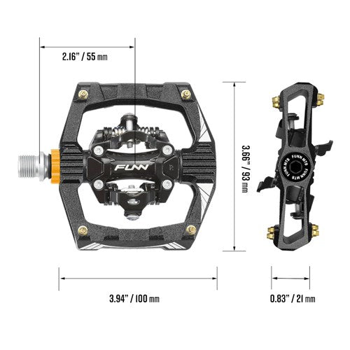 Funn Pedals Ripper Mtb 2-sided Clip-in Black W/- Gold Pins