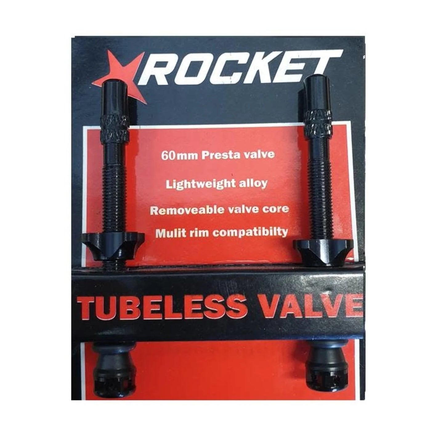 Rocket Tubeless Valves 80mm Round Blk