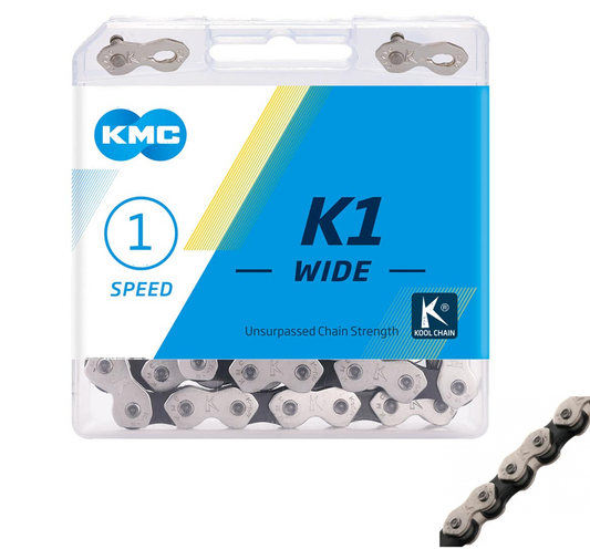 Kmc Chain K1 1/2 X 1/8 112l Silver/black Wide