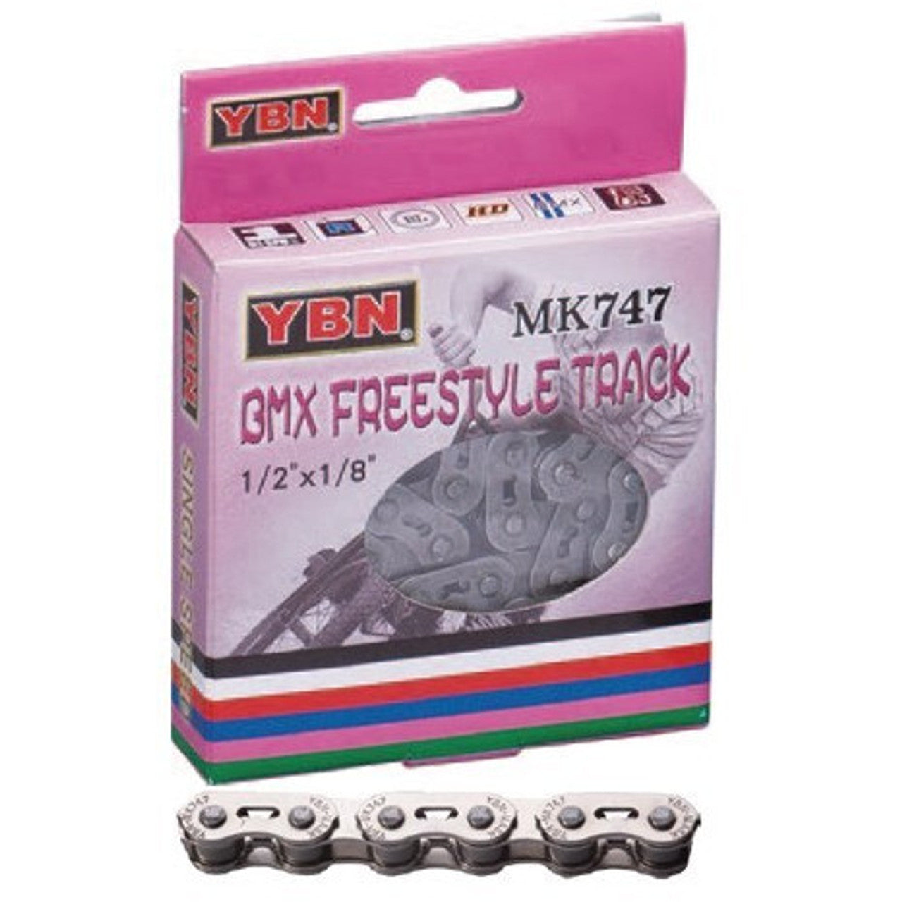 Ybn Chain 1/2 X 1/8 Freestyle Bmx / Single Speed, Silver