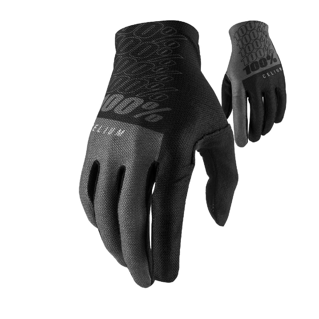 100% Gloves Celium, Long Finger, Extra Large, Black/grey